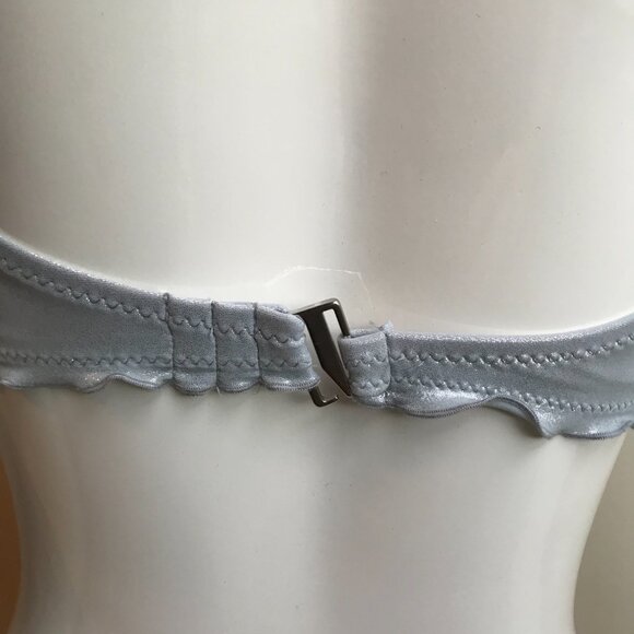 SunDazed 34 DD Bra cup solid silver metallic underwire top set shirred ruffled - Picture 8 of 13